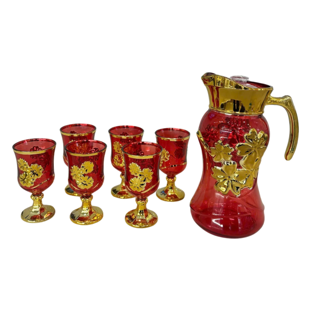 Set Binh Nuoc Thuy Tinh Grand Marquis Rubis Rouge Glass 7pcs-Set bình nước Carafe & Glassware Ensemble-CẬU HAI HOME DECOR-CẬU HAI HOME DECOR