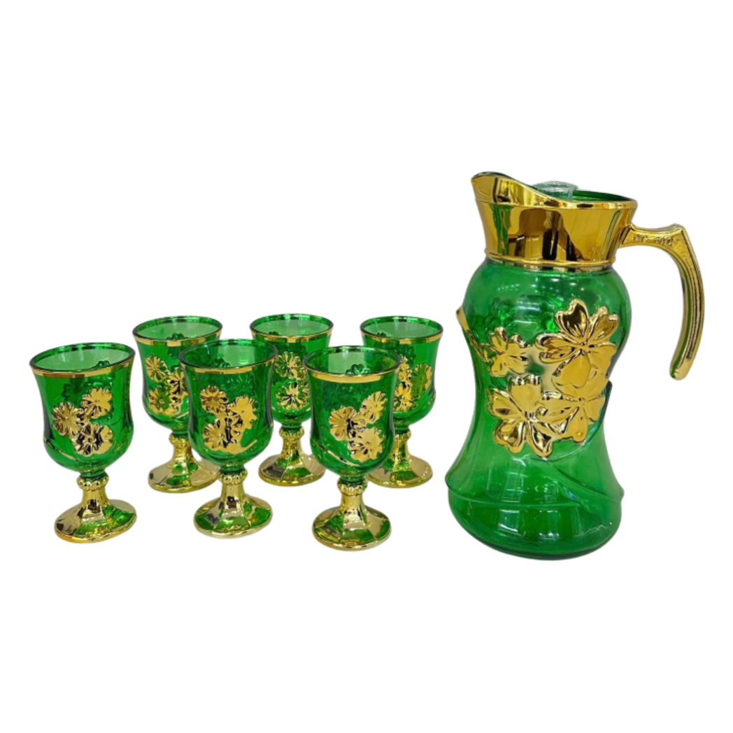 Set Binh Nuoc Thuy Tinh Grand Marquis Vert Jade Glass 7pcs-Set bình nước Carafe & Glassware Ensemble-CẬU HAI HOME DECOR-CẬU HAI HOME DECOR
