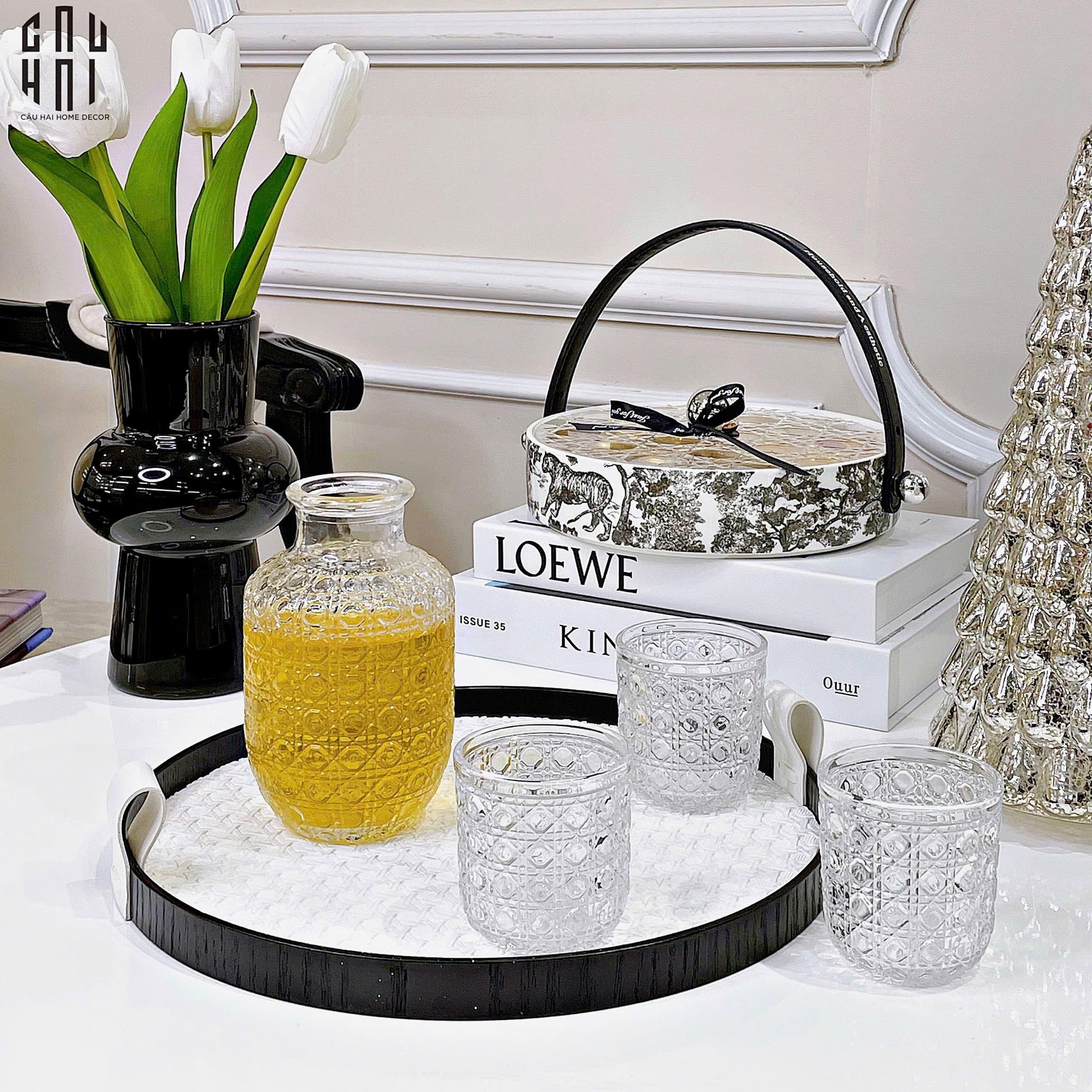 Set Bình Rót Liquor Cristallerie Atélier Cannage Facetté Up-TƯỢNG TRANG TRÍ-CẬU HAI HOME DECOR