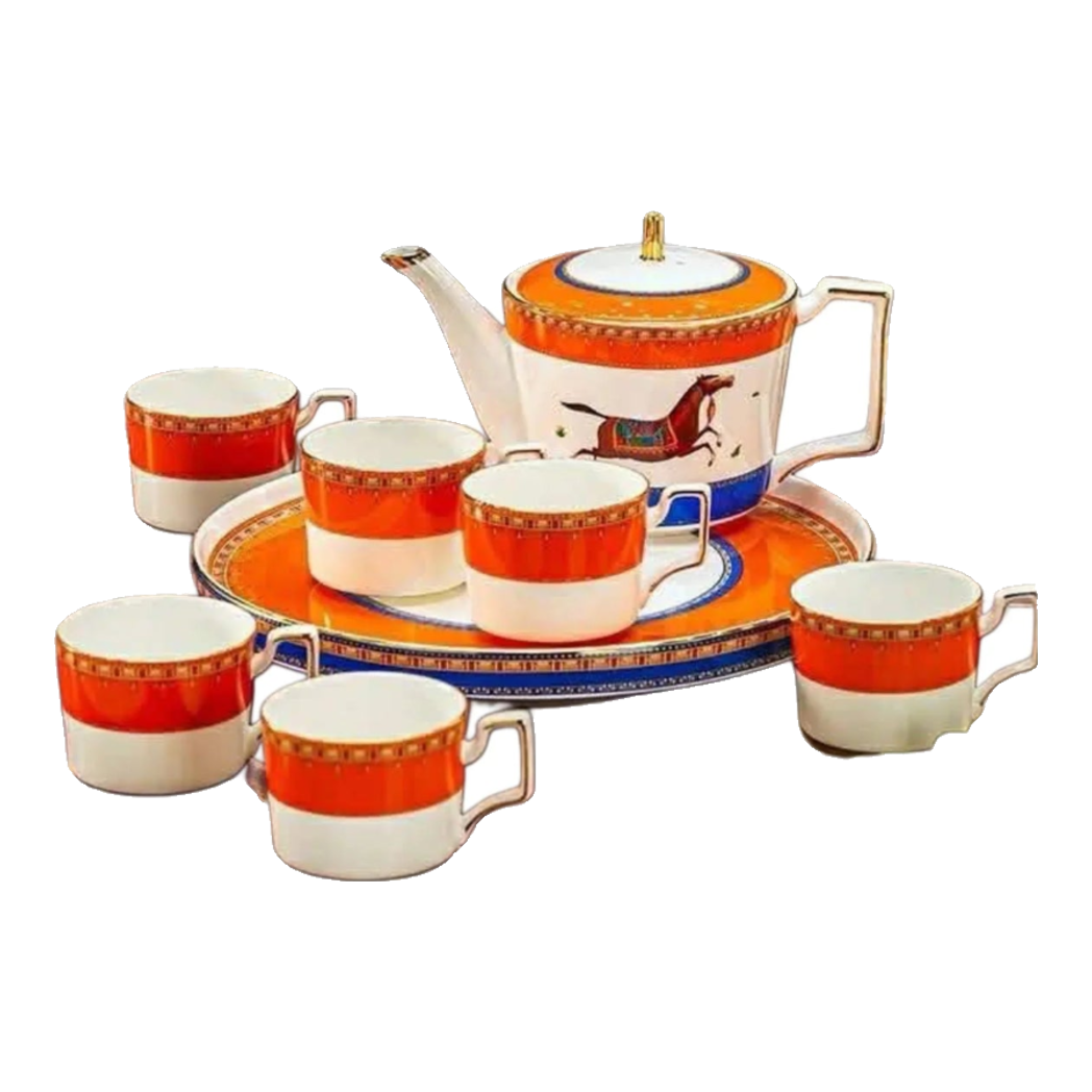 Maison Couture - Set Bình Trà & Coffee Héritage Équestre Vermillion Oriental Cheval Tea Set 8pcs