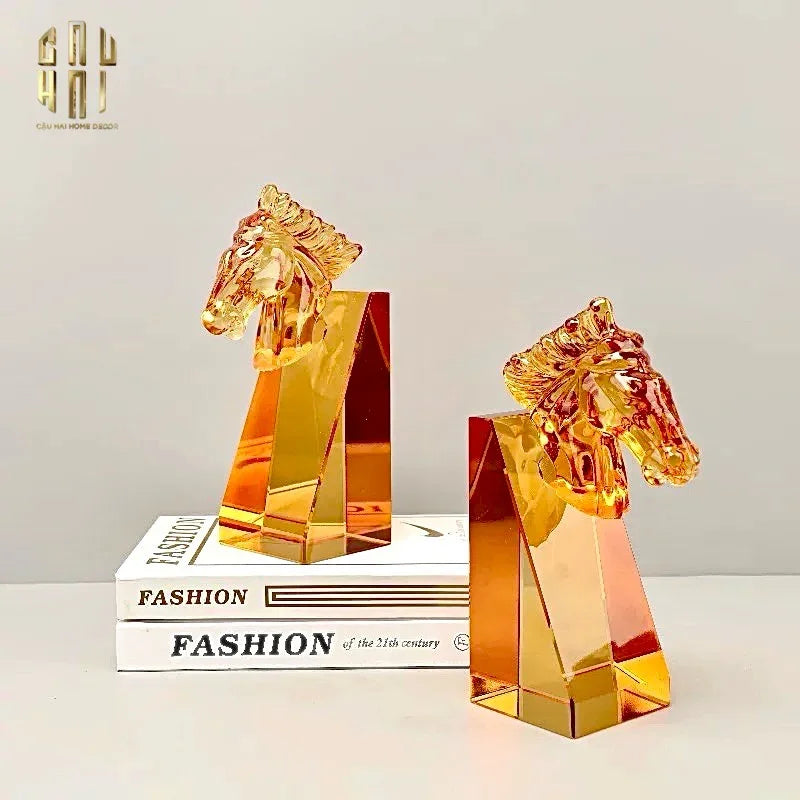 Set Chặn Sách Pha Lê Cavallier Ambré-SÁCH TRANG TRÍ-CẬU HAI HOME DECOR