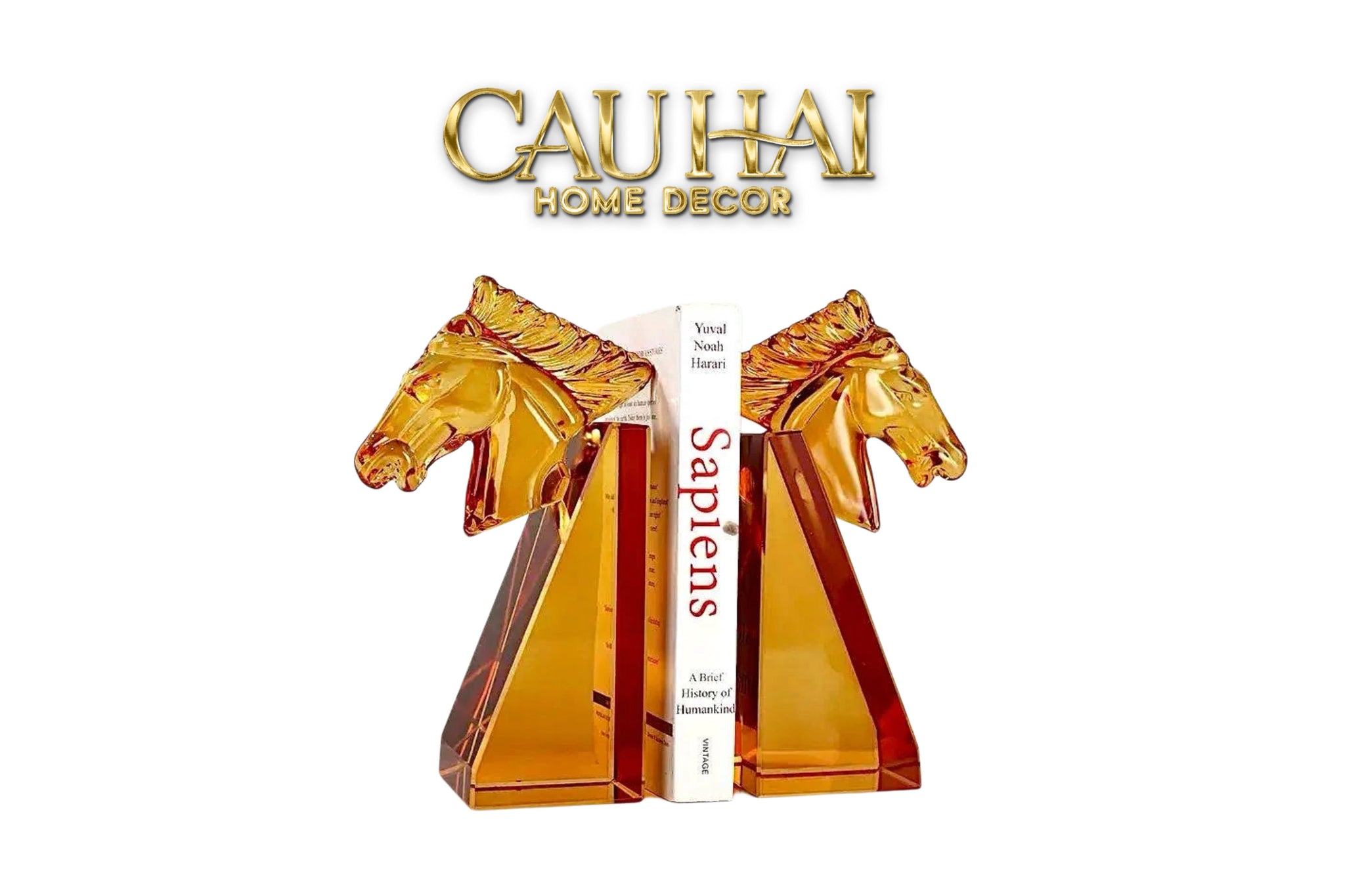 Set Chặn Sách Pha Lê Cavallier Ambré-SÁCH TRANG TRÍ-CẬU HAI HOME DECOR