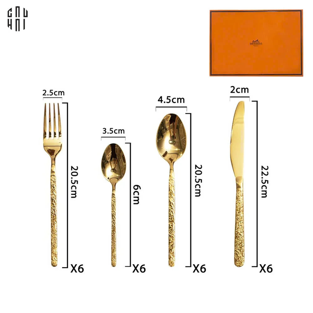Set Dao Muỗng Nĩa 24 Món Glorious By Herm. Golden Premium Family's Cutlery 24Pcs-LY THỦY TINH-CẬU HAI HOME DECOR