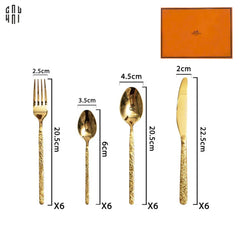 Set Dao Muỗng Nĩa 24 Món Glorious By Herm. Golden Premium Family's Cutlery 24Pcs-LY THỦY TINH-CẬU HAI HOME DECOR