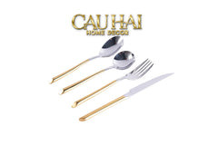 Set Dao Muỗng Nĩa 4 Món Élégance Allure Gilded Silver Dualité Premium Cutlery 4pcs-CẬU HAI HOME DECOR