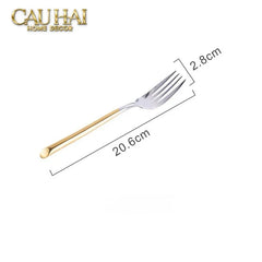 Set Dao Muỗng Nĩa 4 Món Élégance Allure Gilded Silver Dualité Premium Cutlery 4pcs-CẬU HAI HOME DECOR