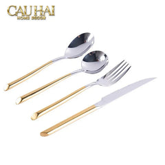 Set Dao Muỗng Nĩa 4 Món Élégance Allure Gilded Silver Dualité Premium Cutlery 4pcs-Dinner Cutlery Set Dao Muỗng Nĩa-CẬU HAI HOME DECOR