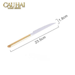 Set Dao Muỗng Nĩa 4 Món Élégance Allure Gilded Silver Dualité Premium Cutlery 4pcs-Dinner Cutlery Set Dao Muỗng Nĩa-CẬU HAI HOME DECOR
