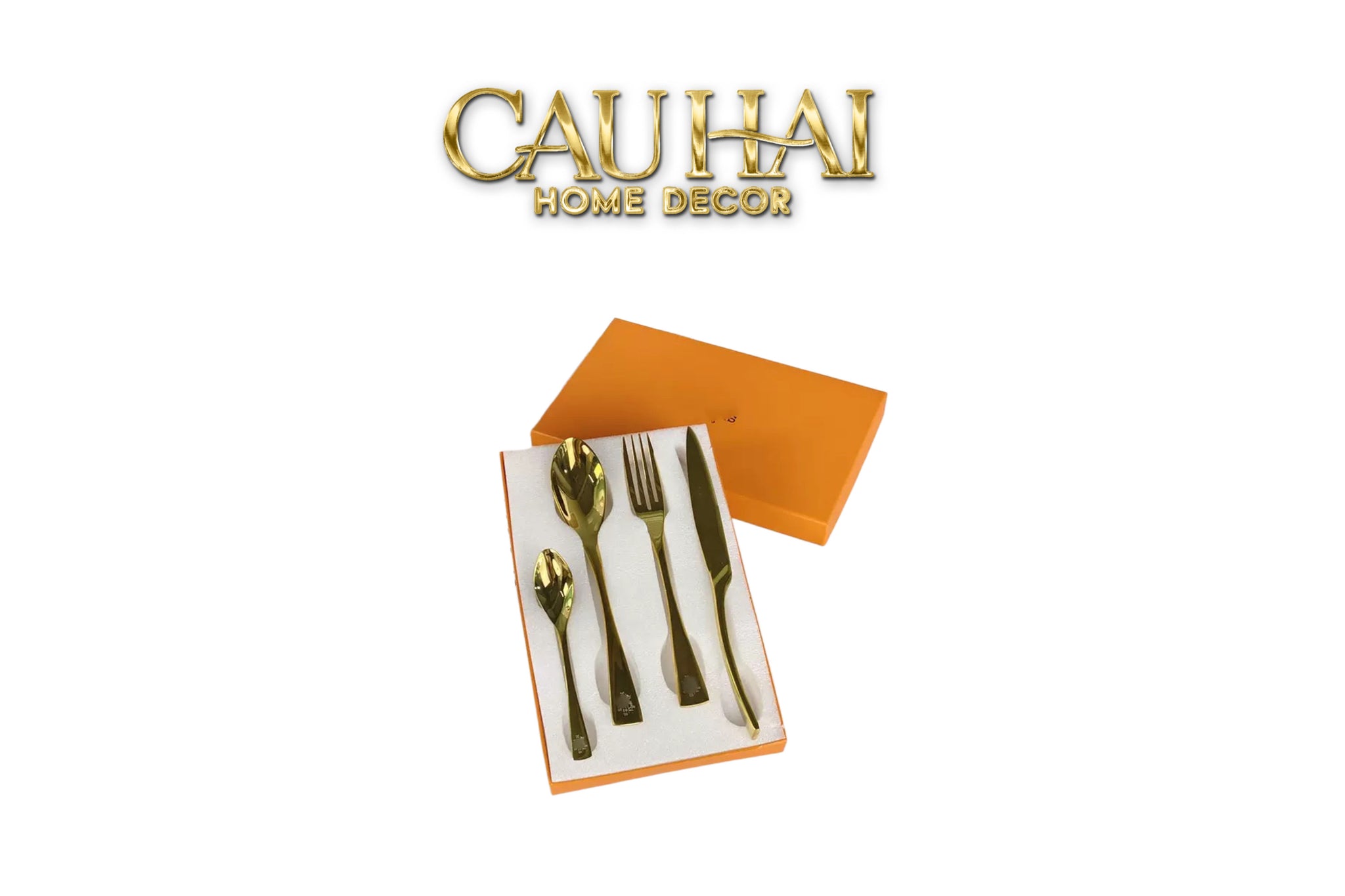 Set Dao Muỗng Nĩa 4 Món H Class Golden Attelage Noble Dinner Cutlery 4pcs-CẬU HAI HOME DECOR