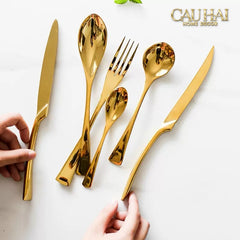 Set Dao Muỗng Nĩa 4 Món H Class Golden Attelage Noble Dinner Cutlery 4pcs-CẬU HAI HOME DECOR