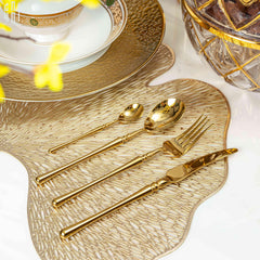 Set Dao Muỗng Nĩa 4 Món Haute Glamour Trident - Shining Golden Premium Cutlery 4pcs-Dinner Cutlery Set Dao Muỗng Nĩa-CẬU HAI HOME DECOR