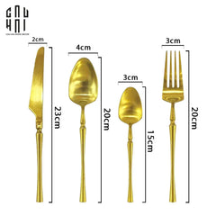 Set Dao Muỗng Nĩa 4 Món L'Amour Matte Gold - Allure Dinner Cutlery 4Pcs-Dinner Cutlery Set Dao Muỗng Nĩa-CẬU HAI HOME DECOR