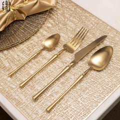 Set Dao Muỗng Nĩa 4 Món L'Amour Matte Gold - Allure Dinner Cutlery 4Pcs-Dinner Cutlery Set Dao Muỗng Nĩa-CẬU HAI HOME DECOR
