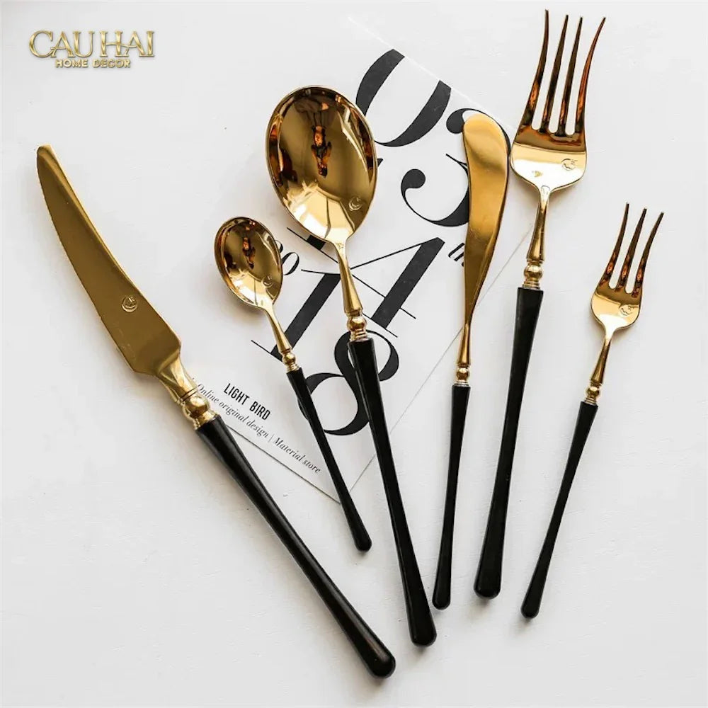 Set Dao Muỗng Nĩa 4 Món Phantom Glamour Trident Couture Dinner Cutlery 4Pcs-Dinner Cutlery Set Dao Muỗng Nĩa-CẬU HAI HOME DECOR