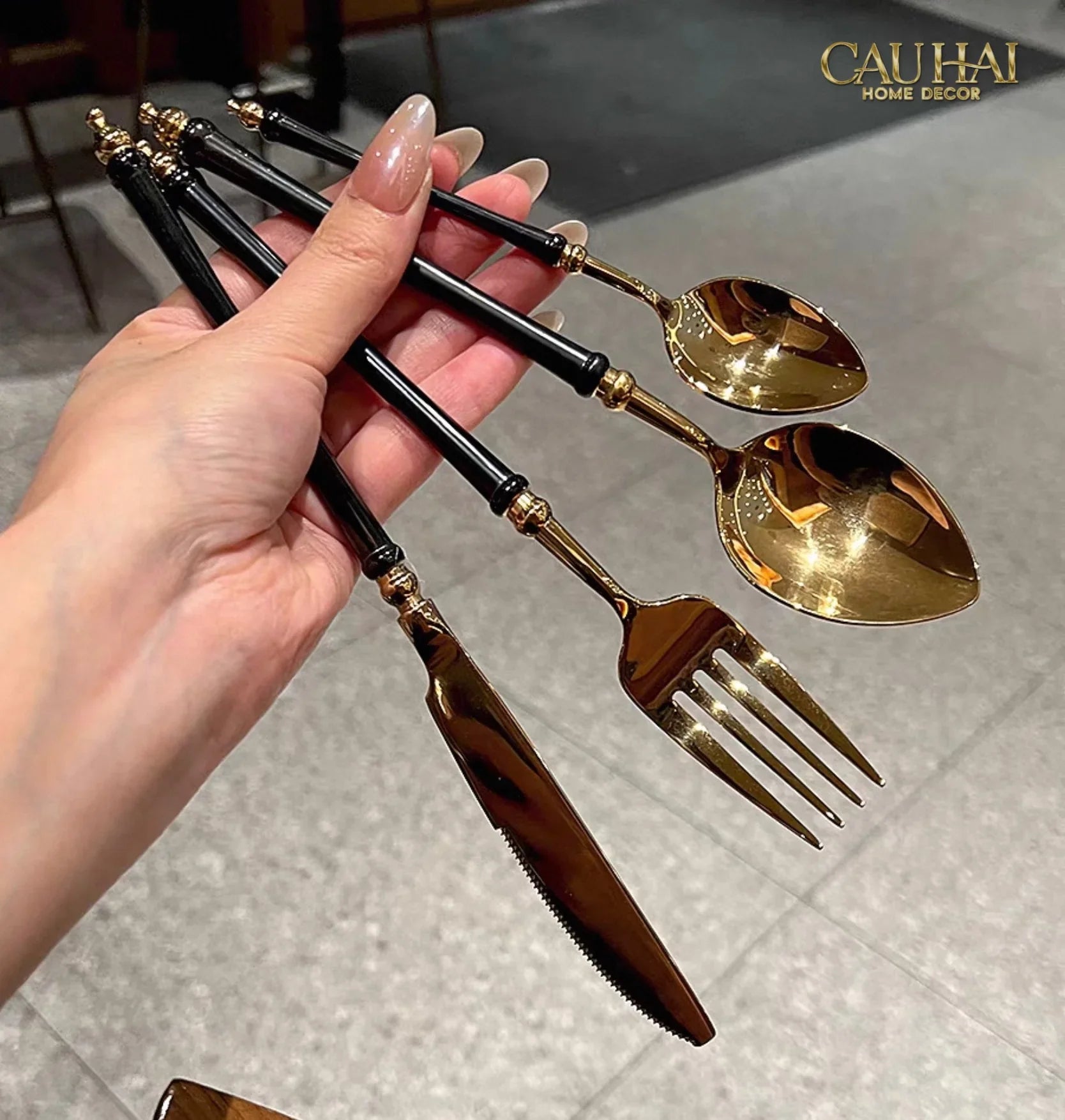 Set Dao Muỗng Nĩa 4 Món Phantom Premium Dinner Cutlery 4Pcs-Dinner Cutlery Set Dao Muỗng Nĩa-CẬU HAI HOME DECOR