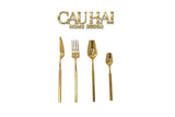 Set Dao Muỗng Nĩa 4 Món Raw Metal Gold Hybrid Dinner Cutlery Set 4pcs-Dinner Cutlery Set Dao Muỗng Nĩa-CẬU HAI HOME DECOR