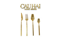 Set Dao Muỗng Nĩa 4 Món Raw Metal Gold Hybrid Dinner Cutlery Set 4pcs-CẬU HAI HOME DECOR