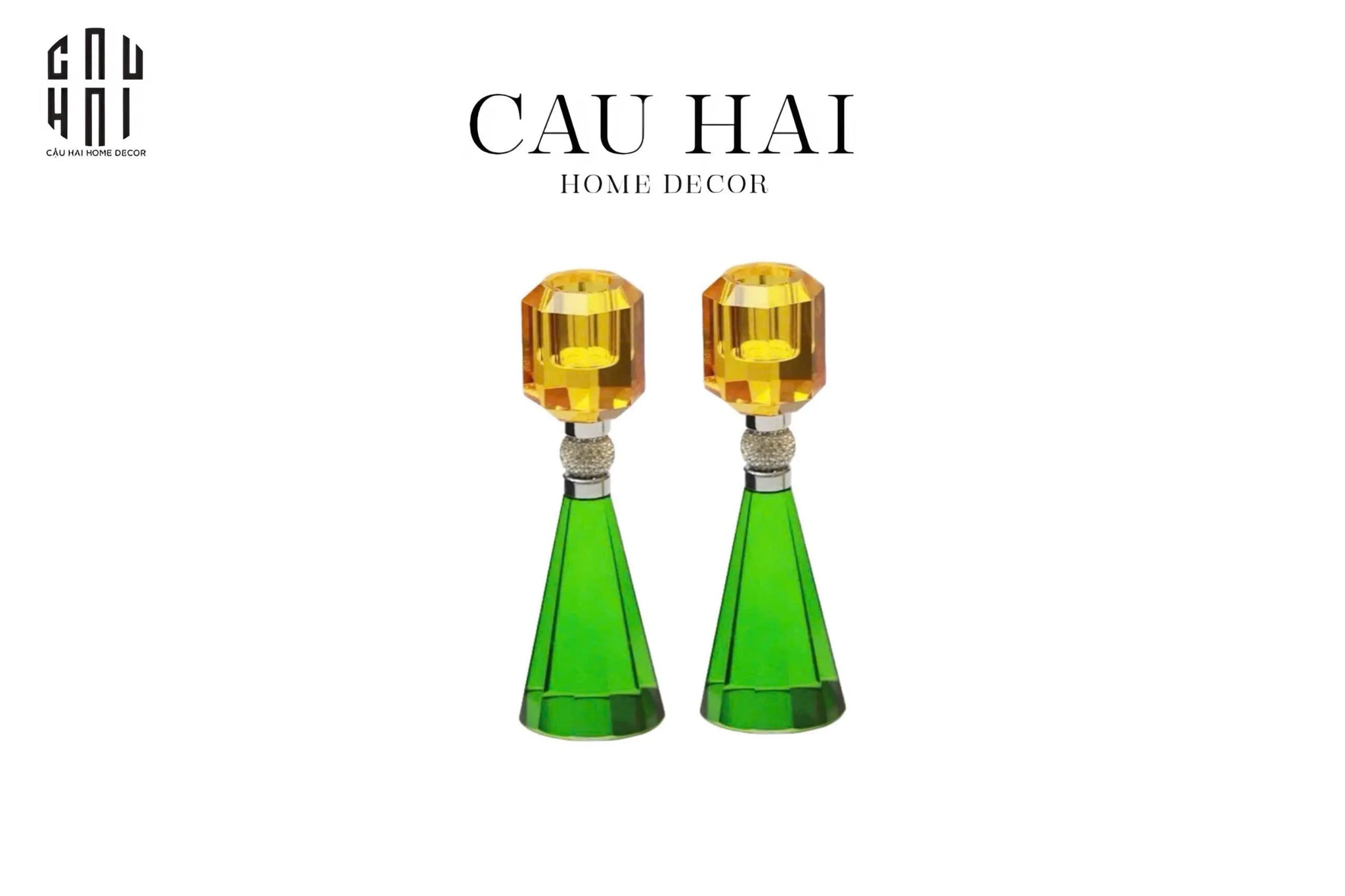 Set Đế Nến Pha Lê - Candle Gem – Emerald & Citrine-NẾN TRANG TRÍ-CẬU HAI HOME DECOR
