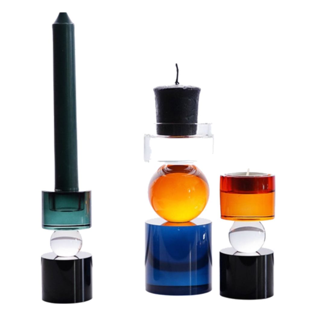 Set Đế Nến Pha Lê Đa Sắc Hừng Đông Cristalleries Amber Dawn - CẬU HAI HOME DECOR