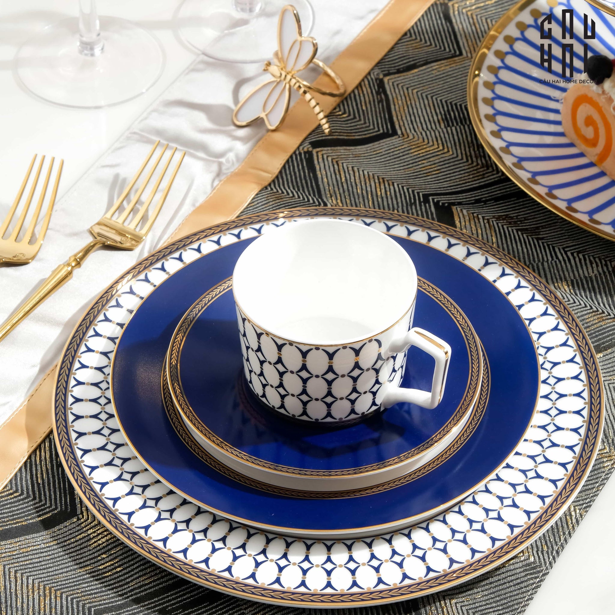 Set Đĩa Bàn Tiệc Âu Ogilvy Banquet Plates 4 Pcs Élégance Cobalt Blue Dinnerware Sets-SET CHÉN DĨA-CẬU HAI HOME DECOR