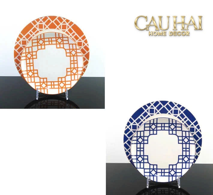 Set Đĩa Dinner Gốm Sứ Lattice Atelier Cobalt 2pcs-SET CHÉN DĨA-CẬU HAI HOME DECOR