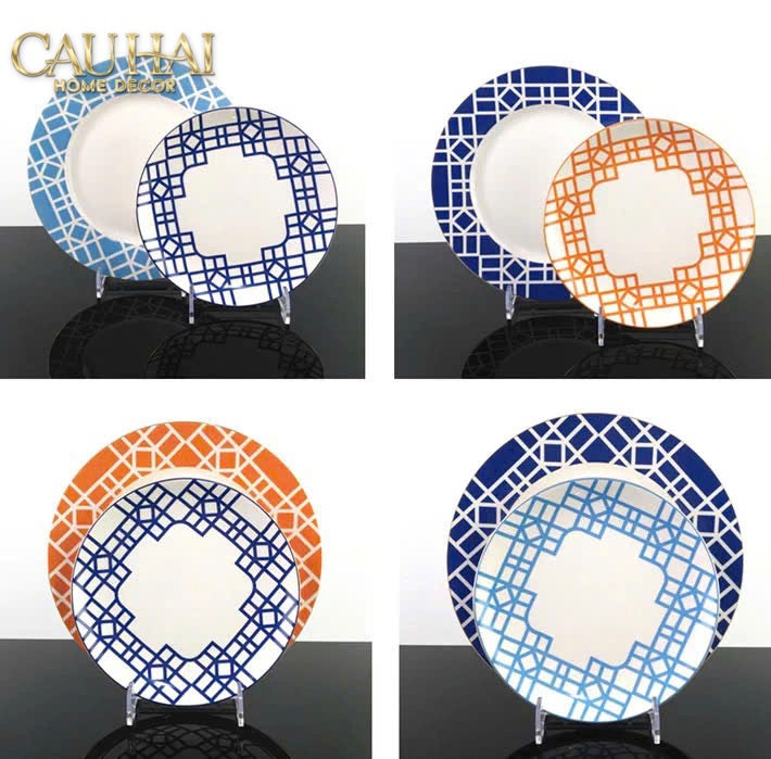 Set Đĩa Dinner Gốm Sứ Lattice Atelier Cobalt 2pcs-SET CHÉN DĨA-CẬU HAI HOME DECOR
