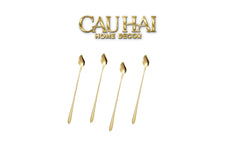 Set Muỗng Dài Thìa Coffee Argent Golden Leaf Coffee Spoon Set 4pcs. 2.2x19.5cm-CẬU HAI HOME DECOR