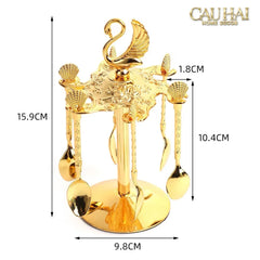 Set Muỗng - Gold Coffee Spoon Swan Carousel 6 Cái-Dinner Cutlery Set Dao Muỗng Nĩa-CẬU HAI HOME DECOR