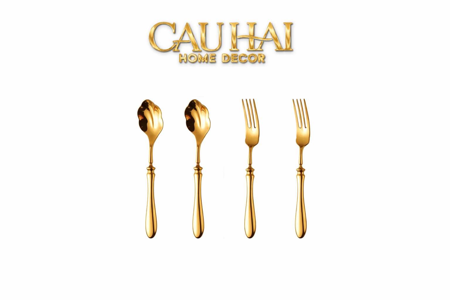 Set Muỗng Nĩa Tráng Miệng Vỏ Sò 4 Món Shell Shape Desert Cutlery Cobra Collection 4pcs-CẬU HAI HOME DECOR