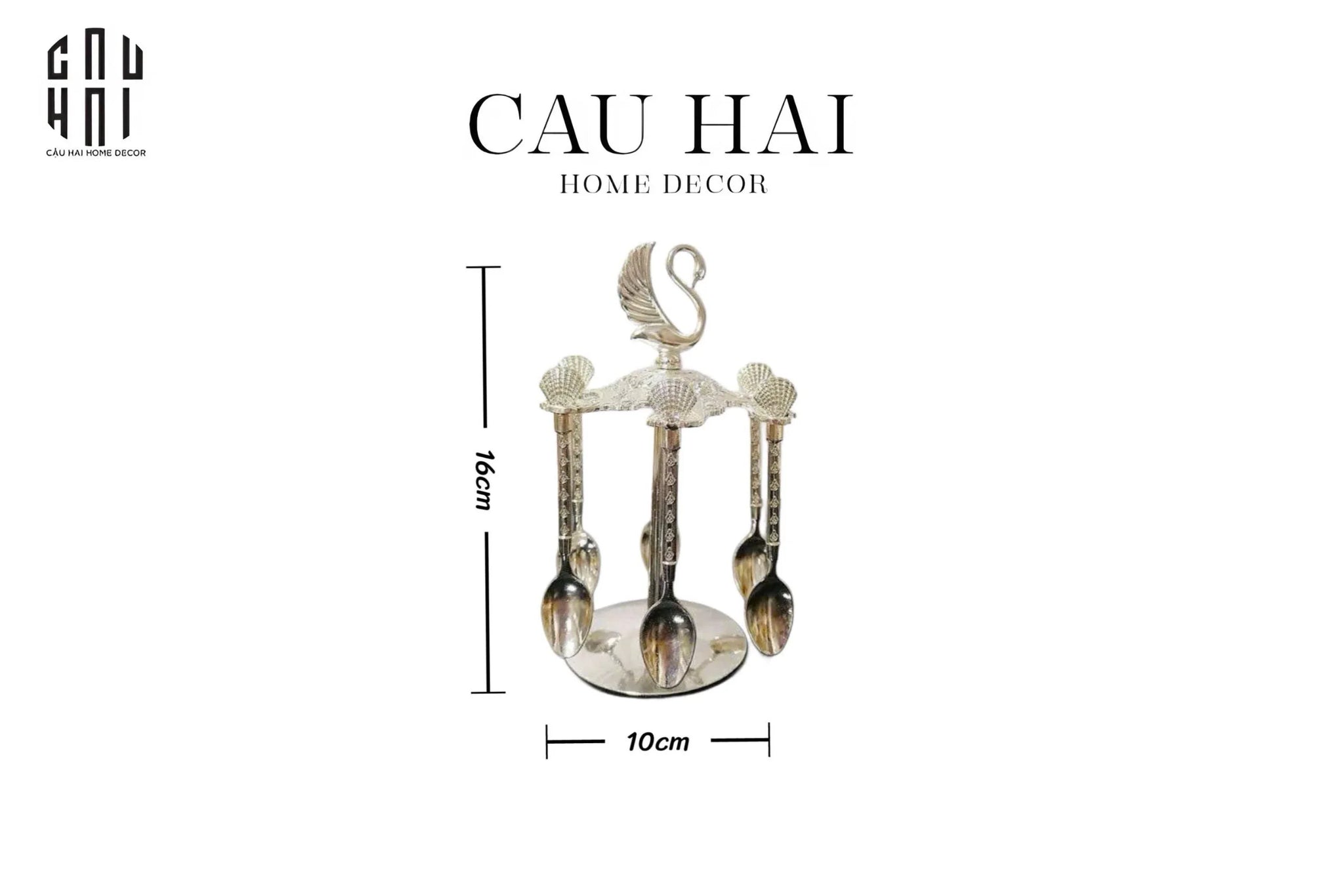 Set Muỗng - Silver Coffee Spoon Swan Carousel 6 Cái-Dinner Cutlery Set Dao Muỗng Nĩa-CẬU HAI HOME DECOR