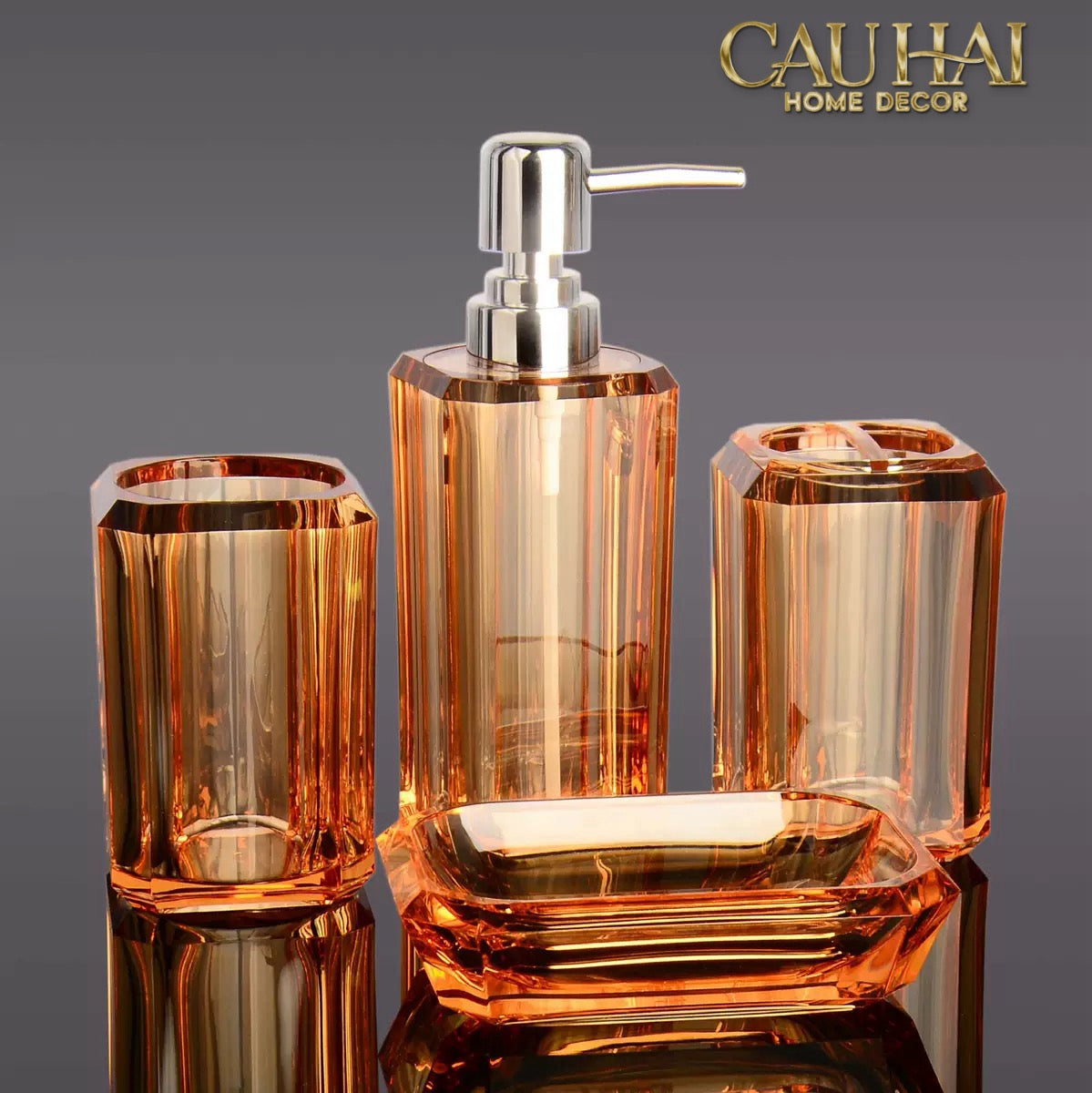 Set Nhà Tắm Acrylic 4 Món Emerald Gemstone Bathroom Vanity Set 4pcs-PHỤ KIỆN NHÀ TẮM-CẬU HAI HOME DECOR