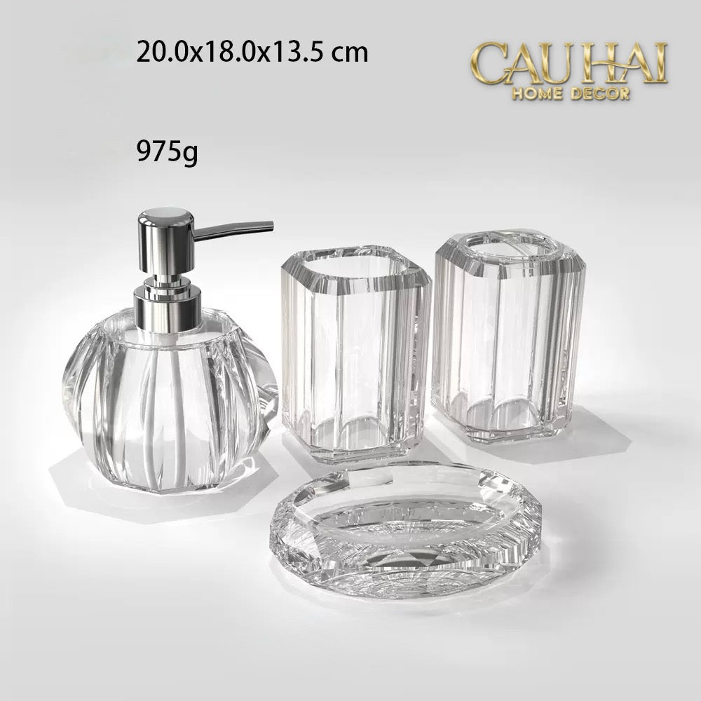 Set Nhà Tắm Acrylic 4 Món Emerald Gemstone Bathroom Vanity Set 4pcs-PHỤ KIỆN NHÀ TẮM-CẬU HAI HOME DECOR