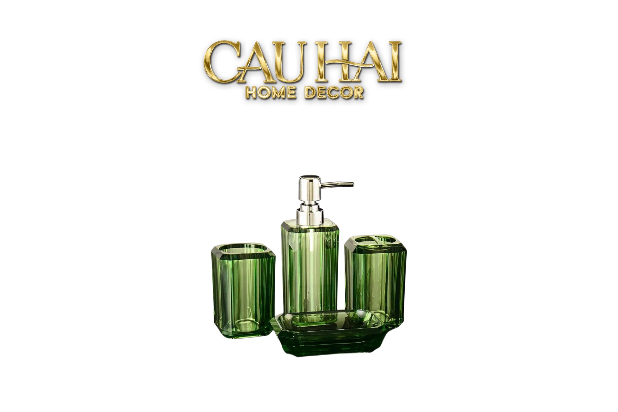 Set Nhà Tắm Acrylic 4 Món Emerald Gemstone Bathroom Vanity Set 4pcs-PHỤ KIỆN NHÀ TẮM-CẬU HAI HOME DECOR