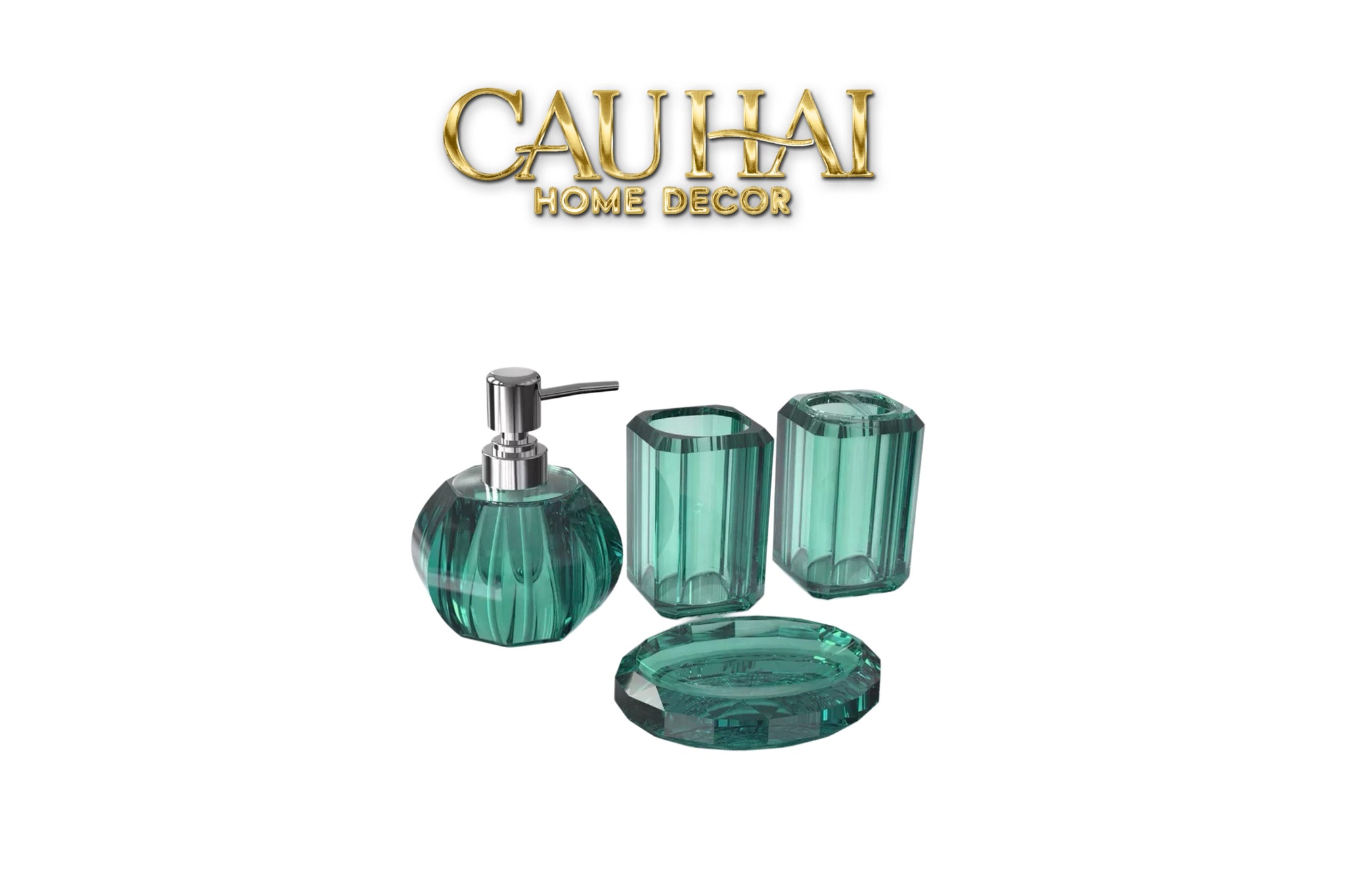 Set Nhà Tắm Acrylic 4 Món Jade Gemstone Bathroom Vanity Set 4pcs-PHỤ KIỆN NHÀ TẮM-CẬU HAI HOME DECOR