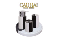 Set Nhà Tắm Đá Marble Trắng Đen Bản Đặc Biệt - Monolith Noir & Ivoire Oval Tray - Bathroom Vanities 4pcs-KHAY TRANG TRÍ-CẬU HAI HOME DECOR