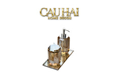 Set Nhà Tắm Pha Lê 4 Món Champagne Gold Cristalleries Bathroom Vanity Set 4pcs-CẬU HAI HOME DECOR