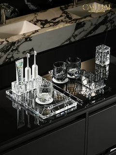 Set Nhà Tắm Pha Lê Pure Cristalleries Cannage Facetté Bathroom Vanity Sets Lọ Bàn Chải 5 Slots-PHỤ KIỆN NHÀ TẮM-CẬU HAI HOME DECOR