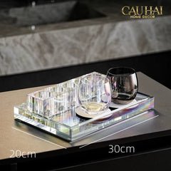 Set Nhà Tắm Pha Lê Pure Cristalleries Cannage Facetté Bathroom Vanity Sets Lọ Bàn Chải 5 Slots-PHỤ KIỆN NHÀ TẮM-CẬU HAI HOME DECOR