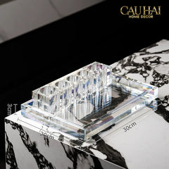 Set Nhà Tắm Pha Lê Pure Cristalleries Cannage Facetté Bathroom Vanity Sets Lọ Bàn Chải 5 Slots-PHỤ KIỆN NHÀ TẮM-CẬU HAI HOME DECOR