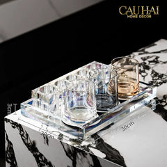 Set Nhà Tắm Pha Lê Pure Cristalleries Cannage Facetté Bathroom Vanity Sets Lọ Bàn Chải 5 Slots-PHỤ KIỆN NHÀ TẮM-CẬU HAI HOME DECOR