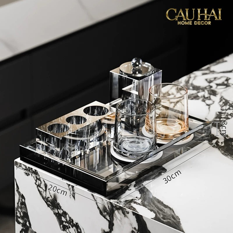 Set Nhà Tắm Pha Lê Pure Cristalleries Cannage Facetté Bathroom Vanity Sets Lọ Bàn Chải 5 Slots-PHỤ KIỆN NHÀ TẮM-CẬU HAI HOME DECOR