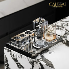 Set Nhà Tắm Pha Lê Pure Cristalleries Cannage Facetté Bathroom Vanity Sets Lọ Bàn Chải 5 Slots-PHỤ KIỆN NHÀ TẮM-CẬU HAI HOME DECOR