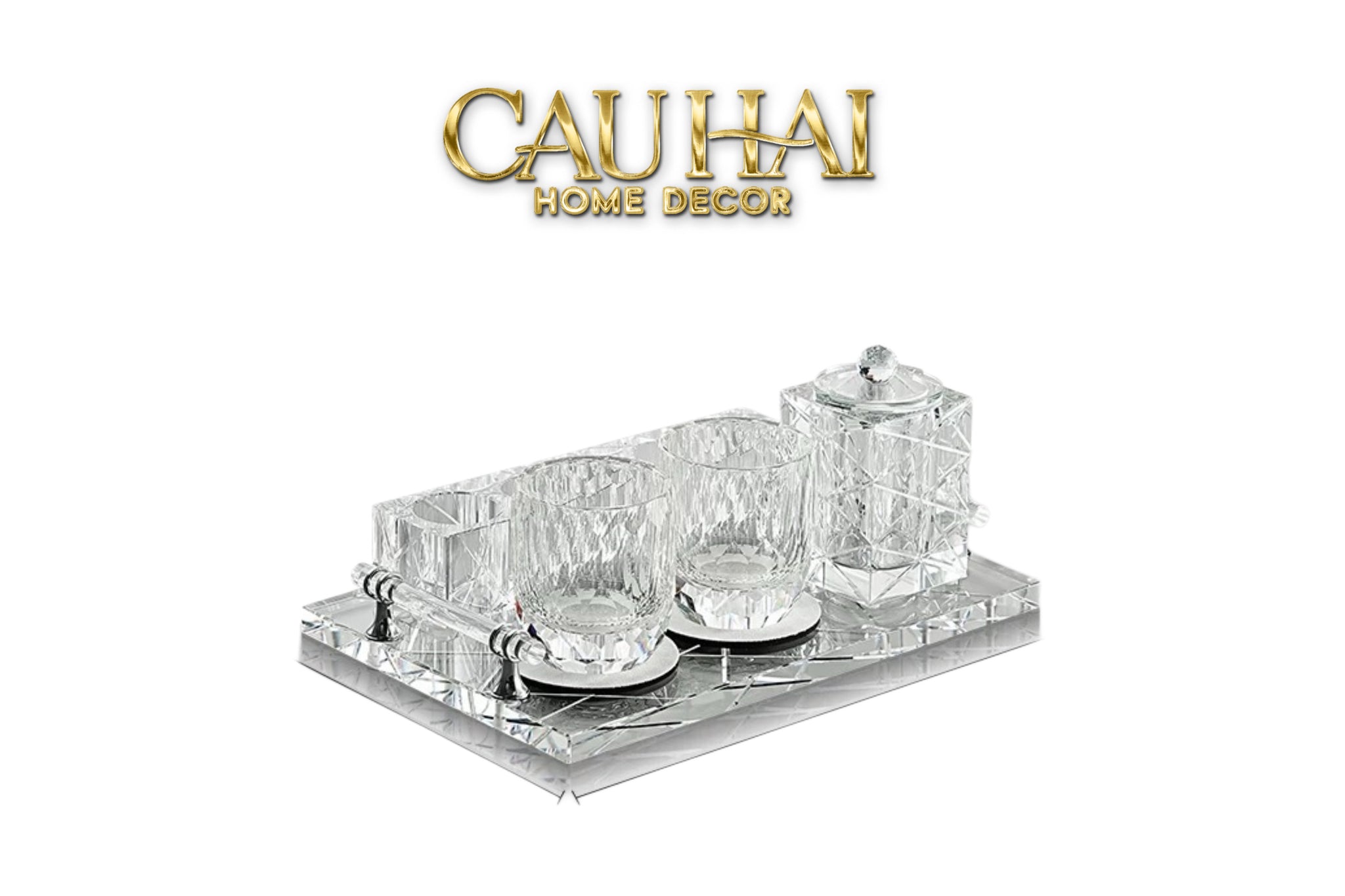 Set Nhà Tắm Pha Lê Pure Cristalleries Cannage Facetté Bathroom Vanity Sets Lọ Bàn Chải 5 Slots-PHỤ KIỆN NHÀ TẮM-CẬU HAI HOME DECOR