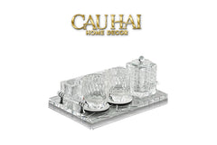 Set Nhà Tắm Pha Lê Pure Cristalleries Cannage Facetté Bathroom Vanity Sets Lọ Bàn Chải 5 Slots-PHỤ KIỆN NHÀ TẮM-CẬU HAI HOME DECOR