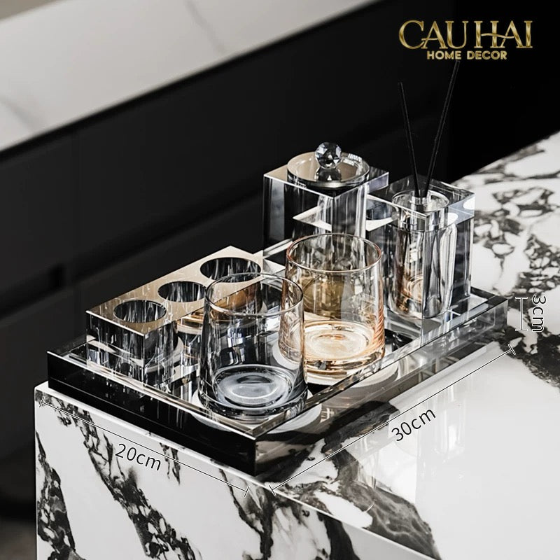 Set Nhà Tắm Pha Lê Pure Cristalleries Cannage Facetté Bathroom Vanity Sets Lọ Bàn Chải 5 Slots-PHỤ KIỆN NHÀ TẮM-CẬU HAI HOME DECOR