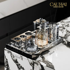 Set Nhà Tắm Pha Lê Pure Cristalleries Cannage Facetté Bathroom Vanity Sets Lọ Bàn Chải 5 Slots-PHỤ KIỆN NHÀ TẮM-CẬU HAI HOME DECOR