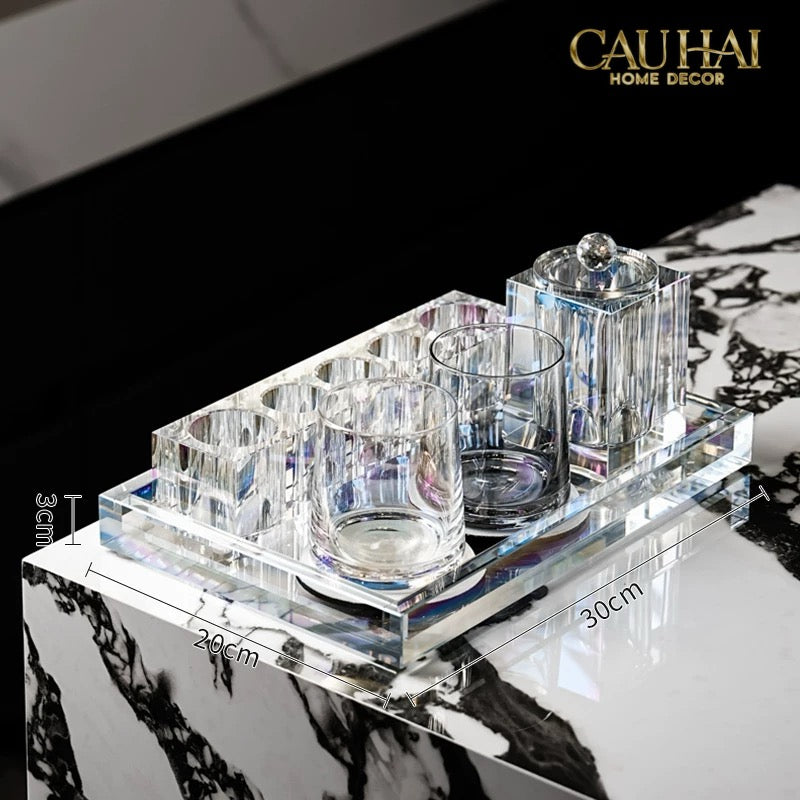 Set Nhà Tắm Pha Lê Pure Cristalleries Cannage Facetté Bathroom Vanity Sets Lọ Bàn Chải 5 Slots-PHỤ KIỆN NHÀ TẮM-CẬU HAI HOME DECOR