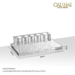 Set Nhà Tắm Pha Lê Pure Cristalleries Cannage Facetté Bathroom Vanity Sets Lọ Bàn Chải 5 Slots-PHỤ KIỆN NHÀ TẮM-CẬU HAI HOME DECOR