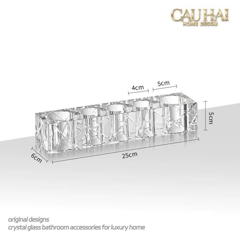 Set Nhà Tắm Pha Lê Pure Cristalleries Cannage Facetté Bathroom Vanity Sets Lọ Bàn Chải 5 Slots-PHỤ KIỆN NHÀ TẮM-CẬU HAI HOME DECOR