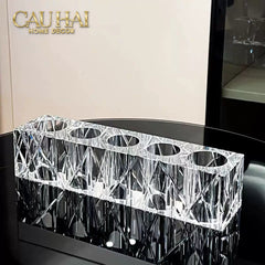 Set Nhà Tắm Pha Lê Pure Cristalleries Cannage Facetté Bathroom Vanity Sets Lọ Bàn Chải 5 Slots-PHỤ KIỆN NHÀ TẮM-CẬU HAI HOME DECOR